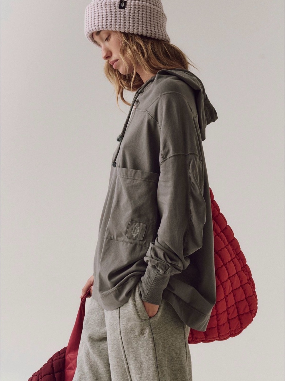 Free People Hot Shot Olive Green Hoodie Small EEUC